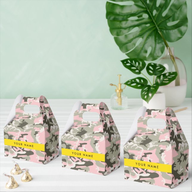 Pink and Green Camouflage Your name Personalize Favor Box (Multiple)