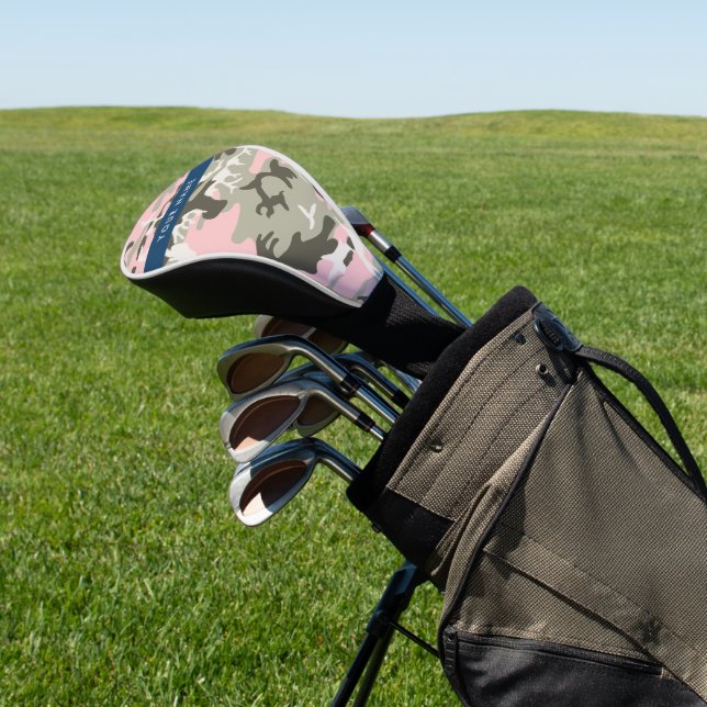 Pink and Green Camouflage Your name Personalize Golf Head Cover (In Situ)