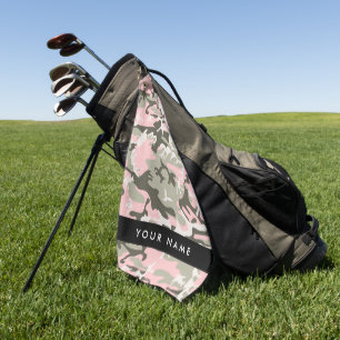 Pink and Green Camouflage Your name Personalize Golf Towel