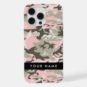 Pink and Green Camouflage Your name Personalize iPhone 15 Pro Max Case
