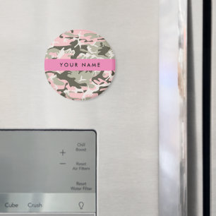Pink and Green Camouflage Your name Personalize Magnet