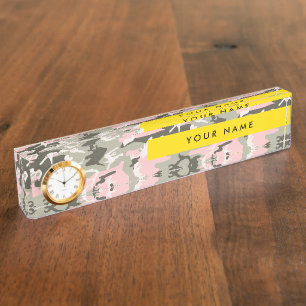 Pink and Green Camouflage Your name Personalize Nameplate