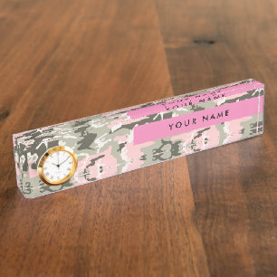 Pink and Green Camouflage Your name Personalize Nameplate