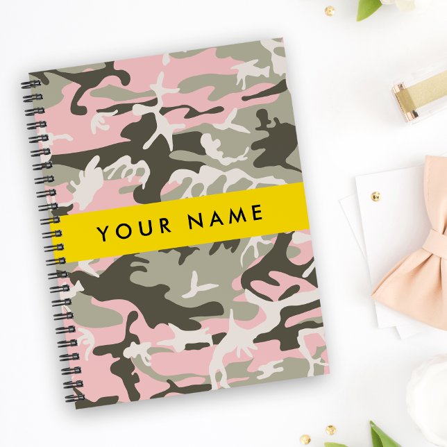 Pink and Green Camouflage Your name Personalize Notebook (Creator Uploaded)