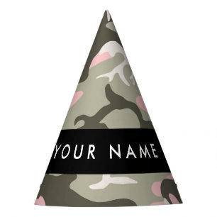 Pink and Green Camouflage Your name Personalize Party Hat