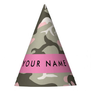Pink and Green Camouflage Your name Personalize Party Hat