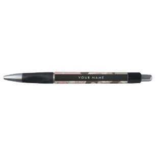 Pink and Green Camouflage Your name Personalize Pen