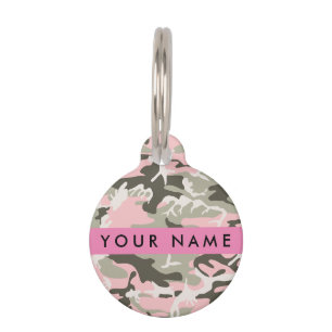 Pink and Green Camouflage Your name Personalize Pet Tag