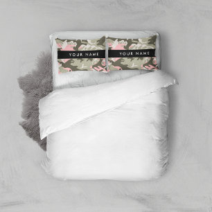 Pink and Green Camouflage Your name Personalize Pillowcase