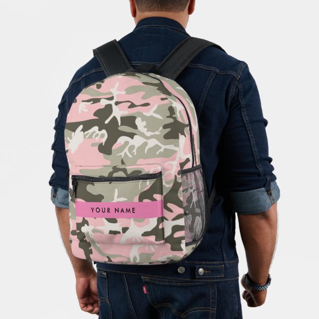 Pink and Green Camouflage Your name Personalize Printed Backpack (Insitu (Model))