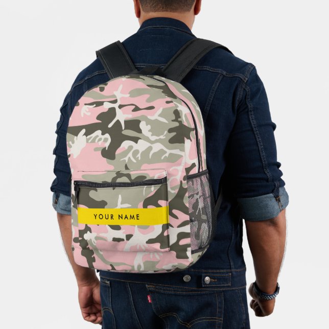 Pink and Green Camouflage Your name Personalize Printed Backpack (Insitu (Model))