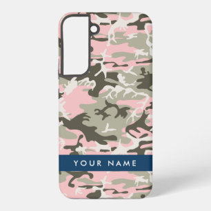 Pink and Green Camouflage Your name Personalize Samsung Galaxy Case