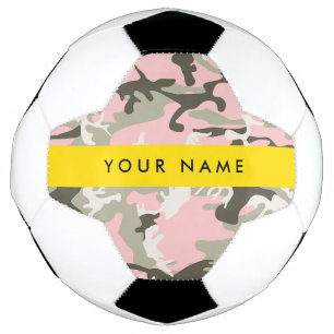 Pink and Green Camouflage Your name Personalize Soccer Ball