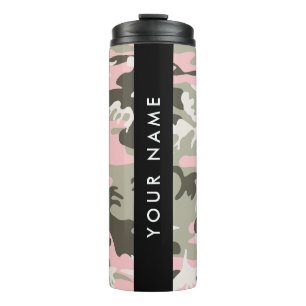 Pink and Green Camouflage Your name Personalize Thermal Tumbler
