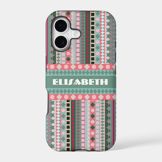 Pink and Green Candy Aztec Zigzag Pattern (Back)