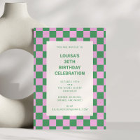 Pink and Green Chequerboard 30th Birthday Party