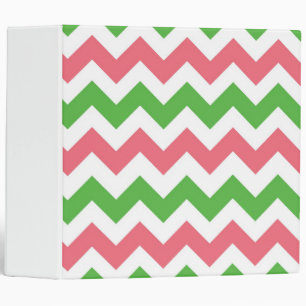 Pink and green chevron 2 inch 3 ring binder