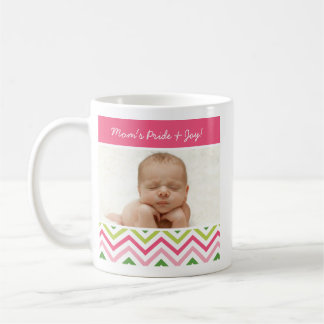 Pink and Green Chevron Photo Mug