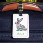 Pink and Green Chinoiserie Bunny With Bow Luggage Tag<br><div class="desc">This cute personalized luggage tag features an adorable chinoiserie bunny rabbit with preppy pink bow.  Personalize with your choice of name or special text on the front and contact information on the back.</div>
