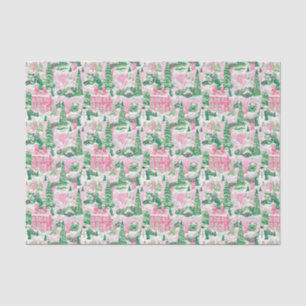 Pink and Green Christmas Houses Tissue Paper