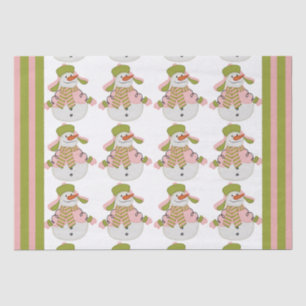 Pink and Green Christmas Snowman Tissue Paper