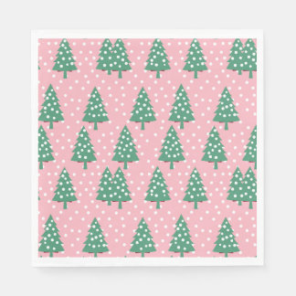 Pink and Green Christmas Tree Napkin