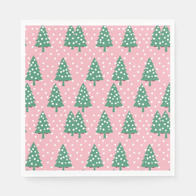 Pink and Green Christmas Tree Napkin (Front)