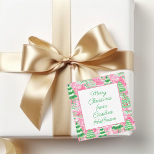 Pink and Green Christmas Trees Gift Enclosure Card