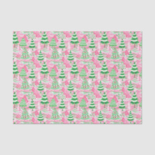 Pink and Green Christmas Trees Tissue Paper