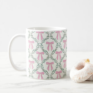 Pink and Green Coquette Bow Vines Glossy Mug