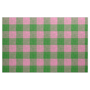 Pink and Green Crosshatch Chequered Pattern  Fabric