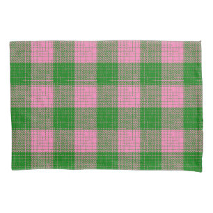 Pink and Green Crosshatch Chequered Pattern  Pillowcase