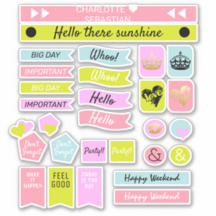 Pink And Green Crown Love Heart Planner