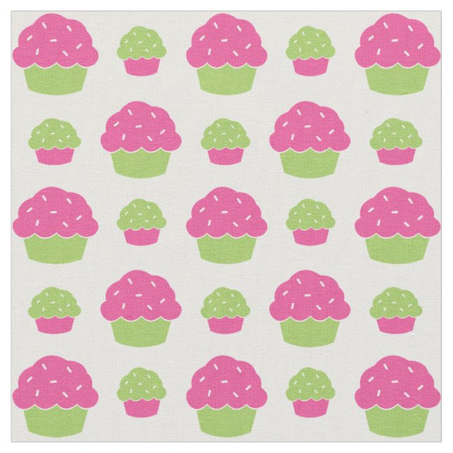 Pink and Green Cupcakes Fabric (Close Up)