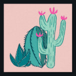 Pink and Green Cute Cactus Poster<br><div class="desc">These cacti were hand drawn and then coloured digitally. I used pretty green and pink colours.</div>