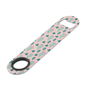 Pink and Green Cute Succulent Pattern Bar Key
