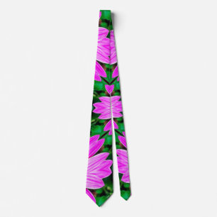 Pink and Green Daisy Pattern Tie