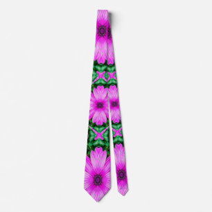 Pink and Green Daisy Pattern Tie