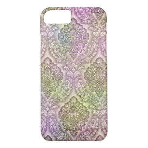 pink and green damask pattern Case-Mate iPhone case