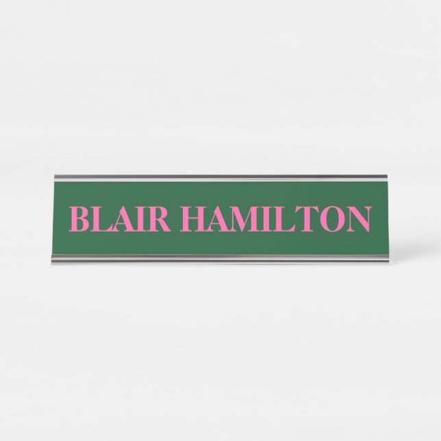 Pink and Green Desk Name Plate (Front)