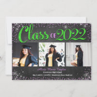 Pink and Green Diamonds Glitter Photo Graduation