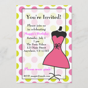 Pink and Green Dress Form Mannequin Invitations