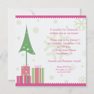 Pink and Green Festive Christmas Invitation