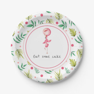 Pink and Green Flamingo Party Paper Plate