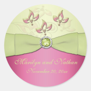 Pink and Green Floral 1.5" Round Sticker