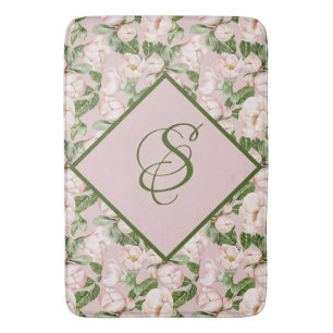 PINK AND GREEN FLORAL BATH MAT