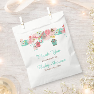Pink and Green Floral Bird Cages Baby Shower Favour Bag