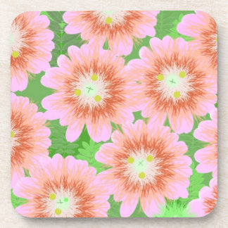 Pink and Green Floral Coaster