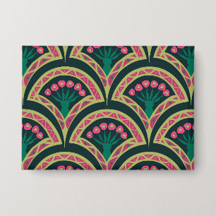 Pink and Green Floral Fan Pattern