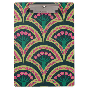 Pink and Green Floral Fan Pattern Clipboard